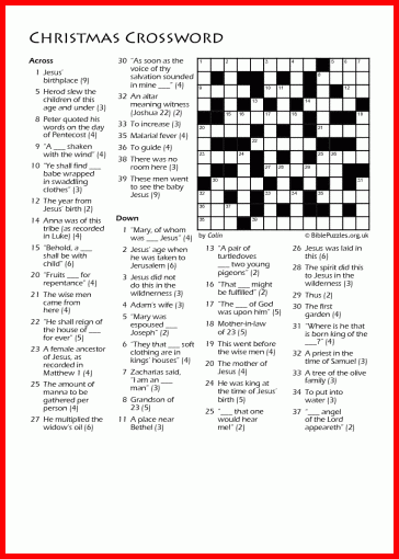 Free Printable Religious Christmas Crossword Puzzles