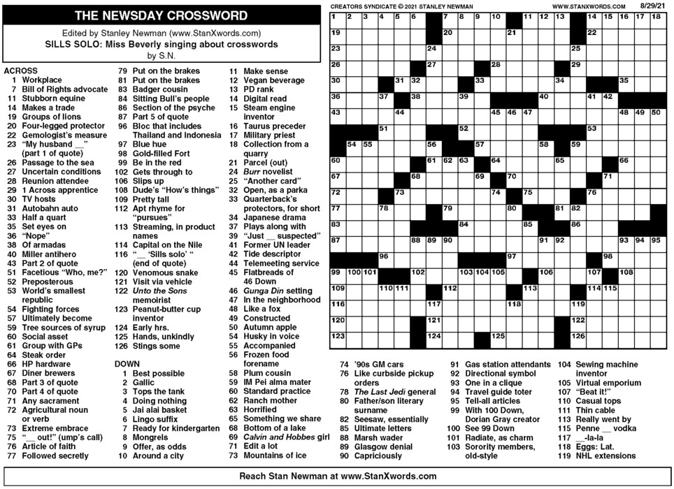 Free Printable Sunday Crossword Puzzles
