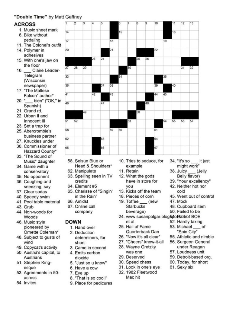 Thomas Joseph Daily Crossword Puzzle Printable - Free Printable ...