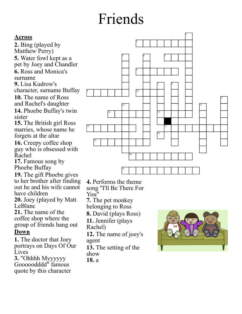 Friends Tv Show Crossword Puzzle Printable Freeprinta Vrogue co