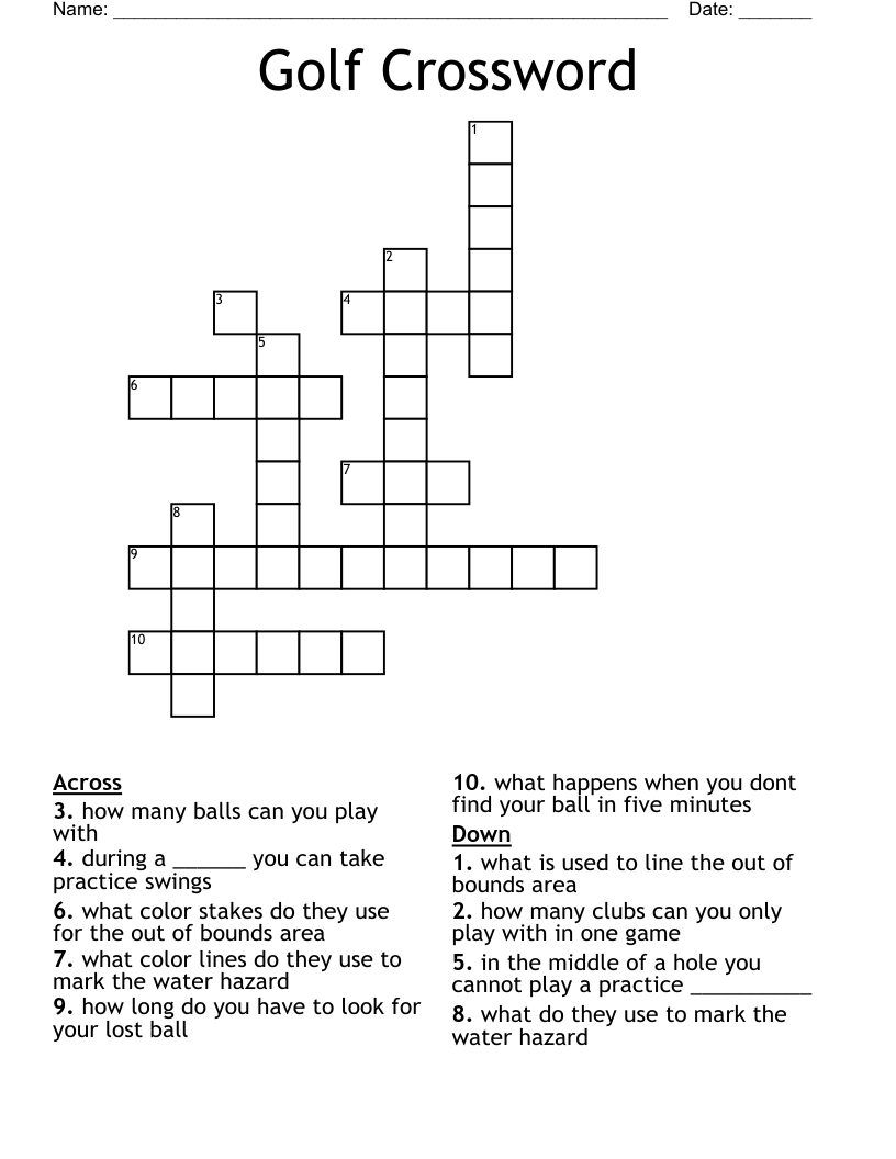 Golf Crosswords Word Searches Bingo Cards WordMint