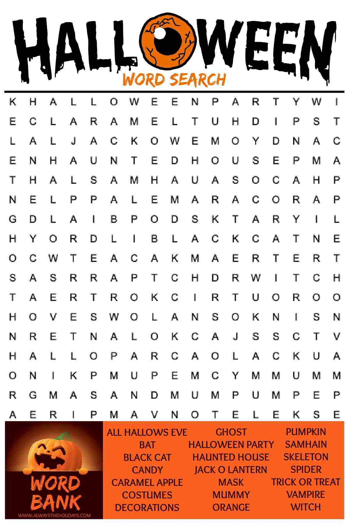 Halloween Word Search Printable Puzzles Safe Kid Game Vrogue co
