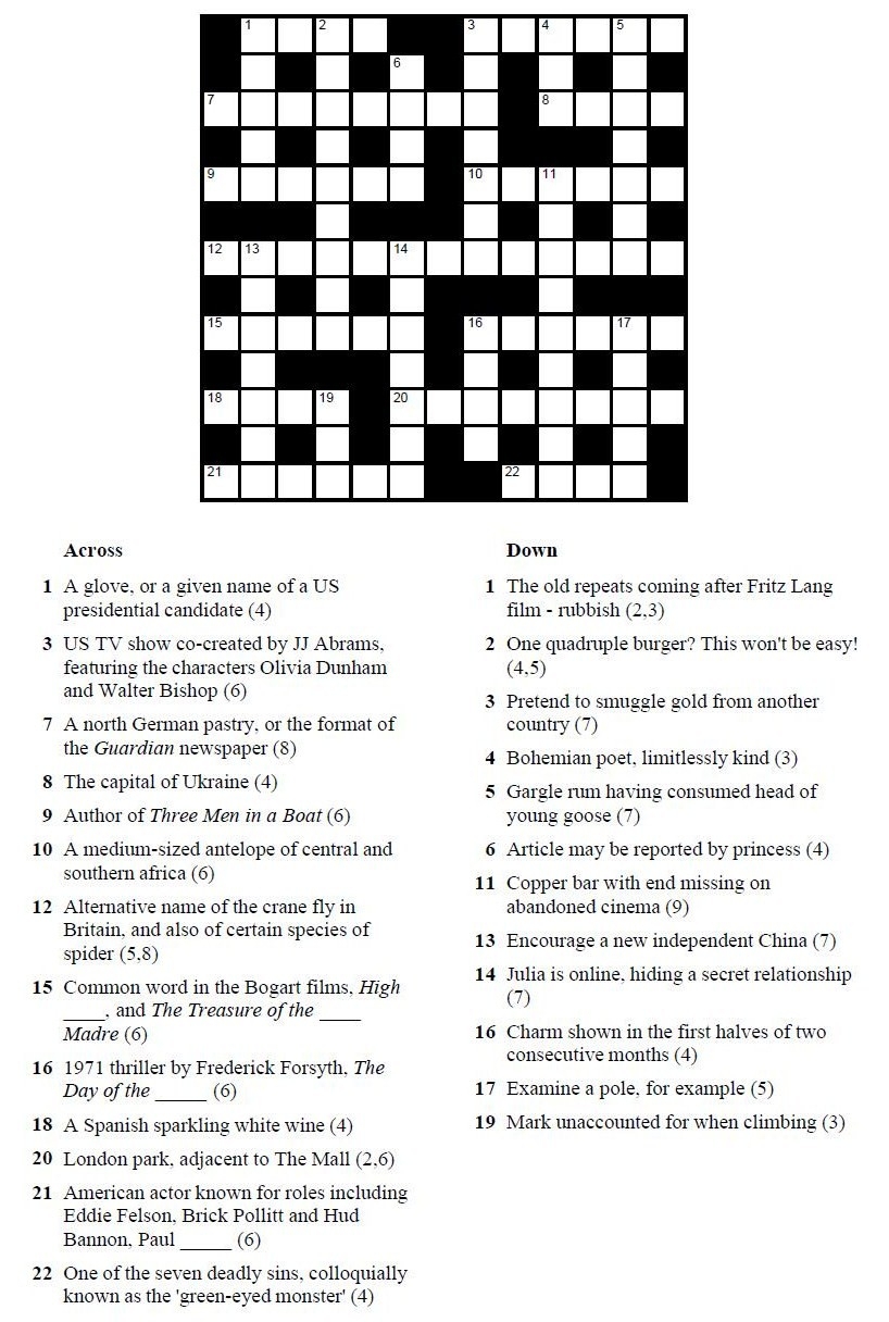 Independent Cryptic Crossword Printable Printable Crossword Puzzles 