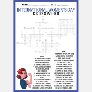 INTERNATIONAL WOMEN 39 S DAY Crossword Puzzle Worksheet Activity TPT
