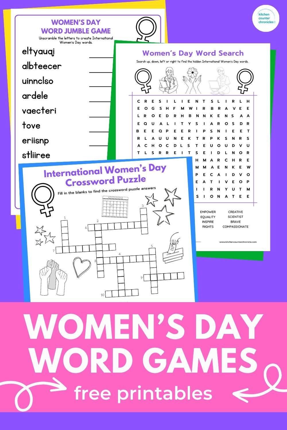 International Women 39 s Day Word Games Printable Crossword Puzzle