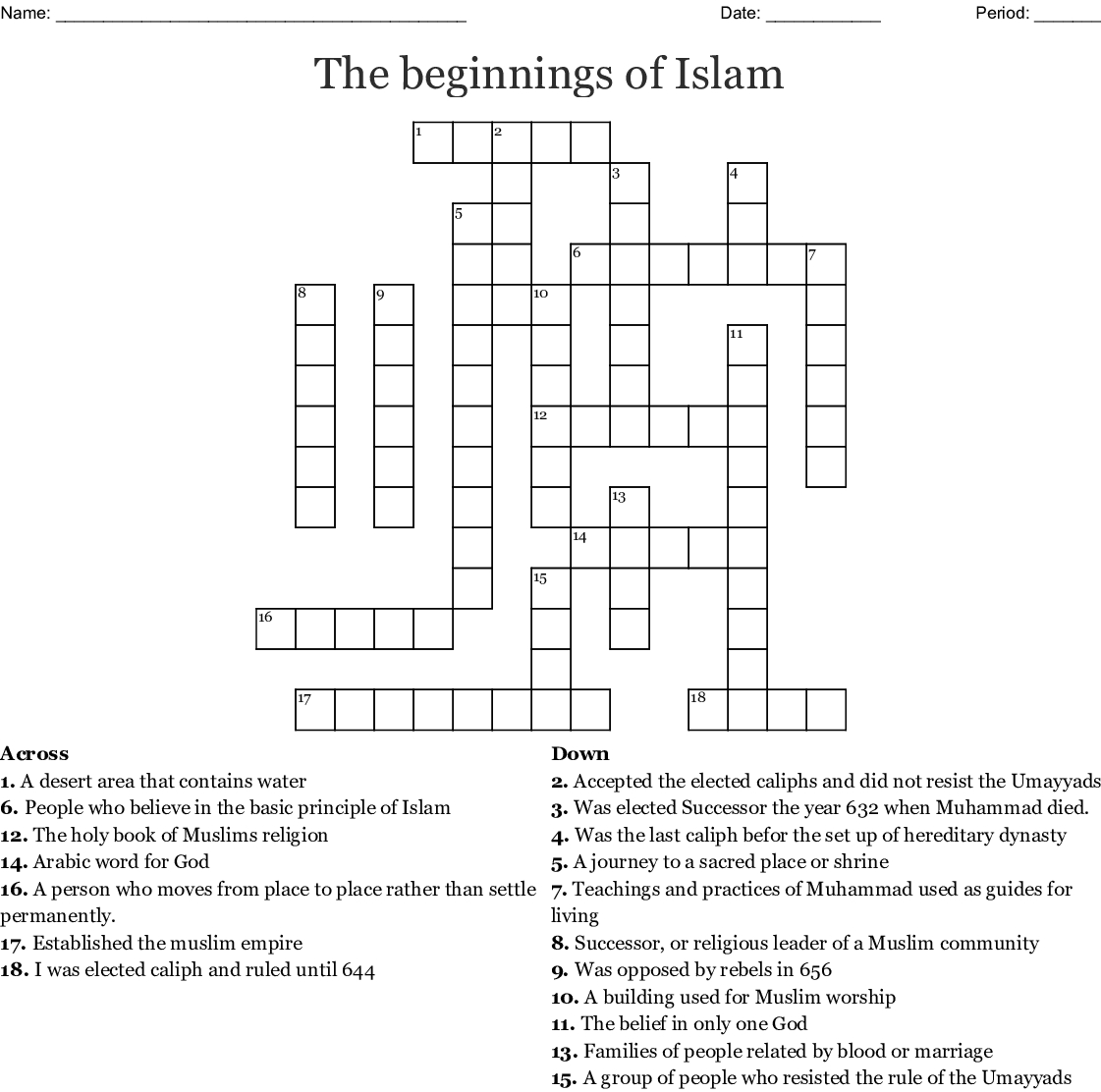 Islamic Crossword Puzzles Printable Printable Crossword Puzzles