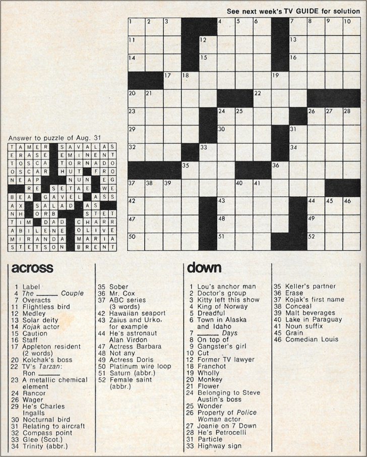It S About TV Help Fill Out The TV Guide Crossword Puzzle Emma 