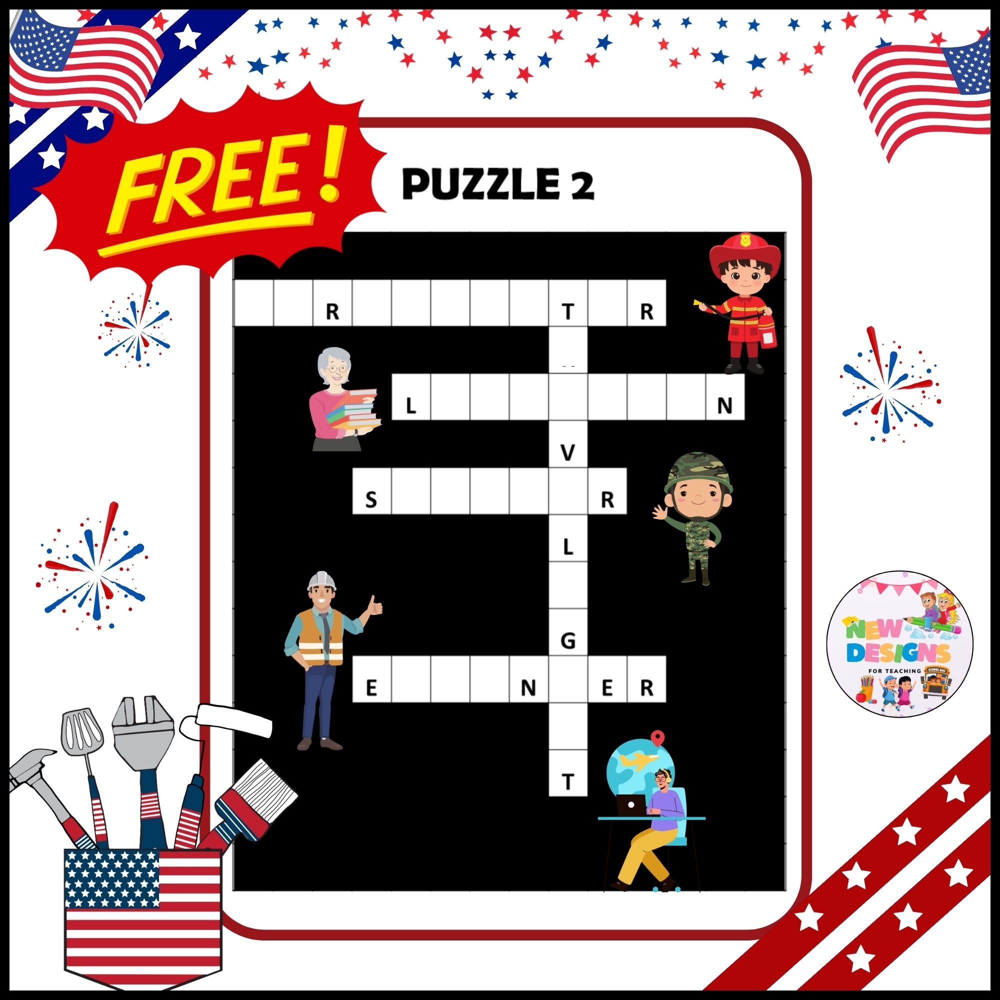 Labor Day Crossword Puzzle Activity Printable Worksheets For Kids 