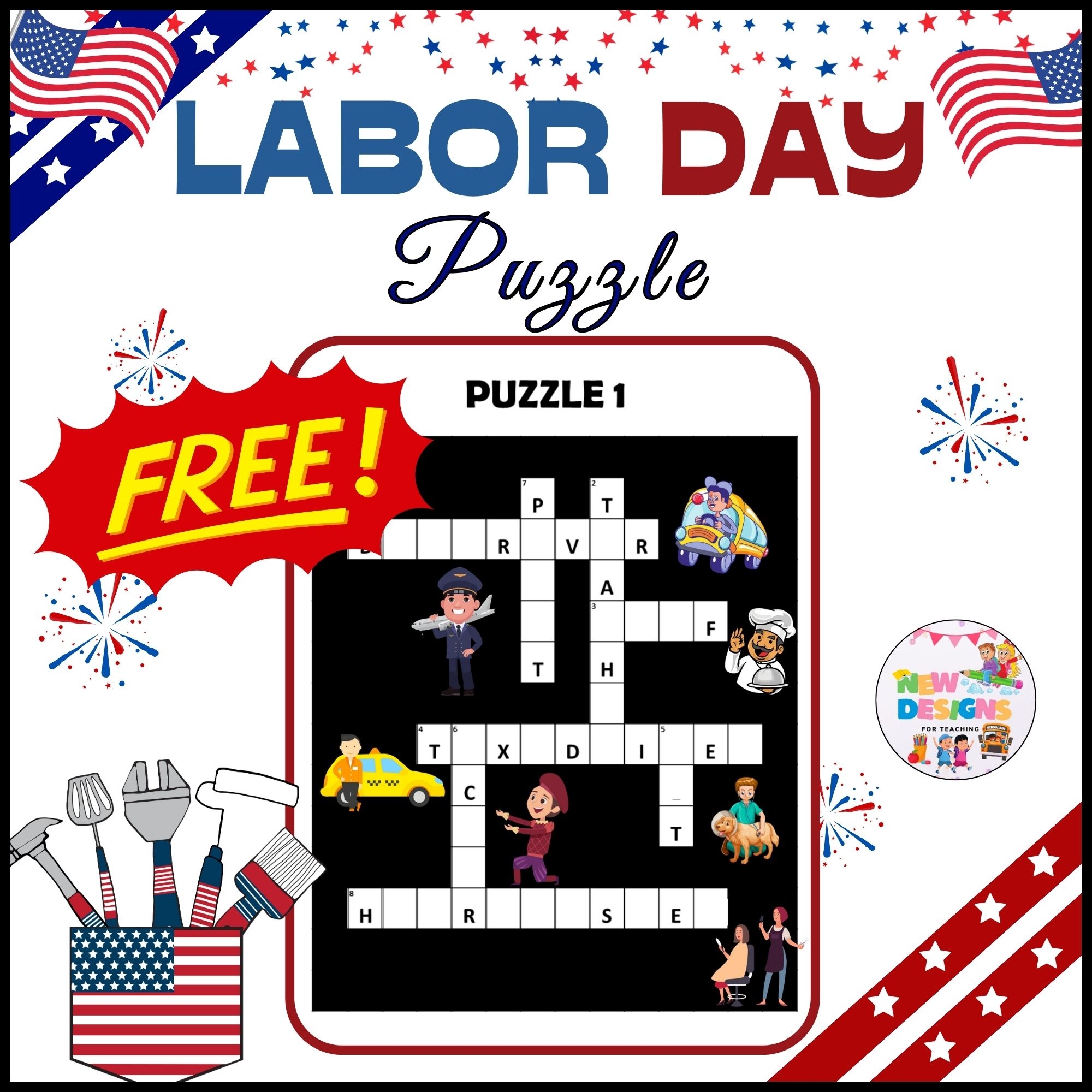 Labor Day Crossword Puzzle Activity Printable Worksheets For Kids
