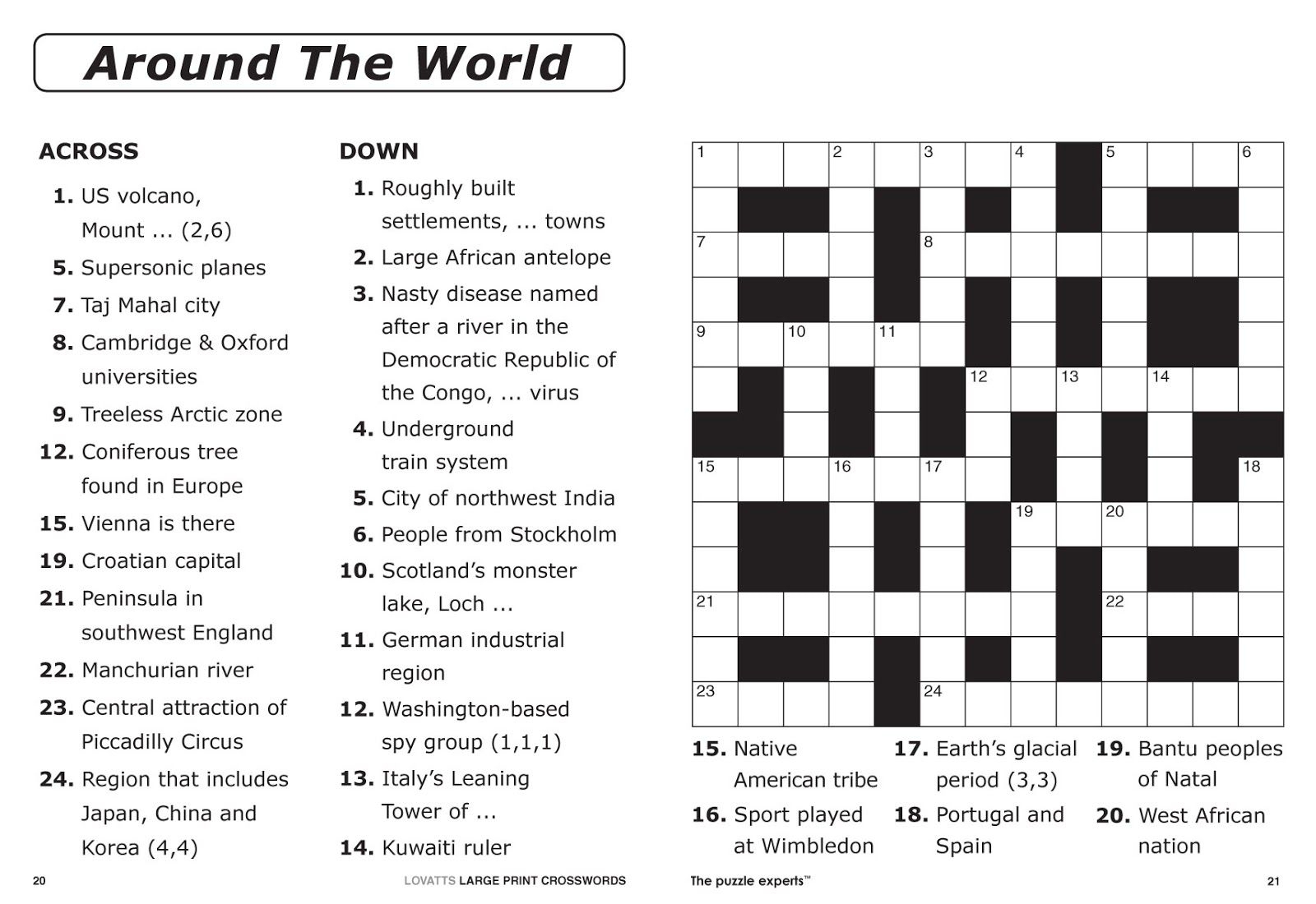 Large Print Crossword Puzzles For Seniors Printable