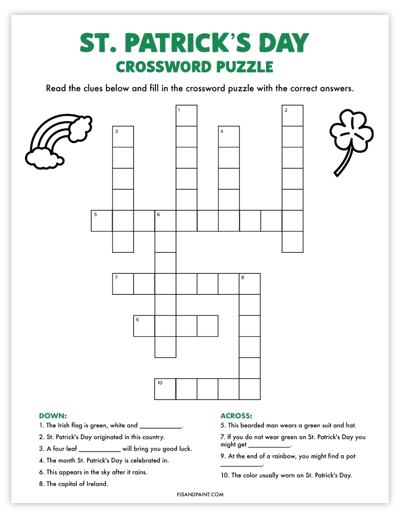 March Crossword Puzzle Printable