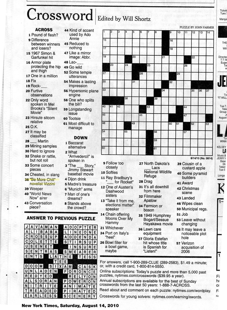 New York Times Crossword Printable Free Today FreePrintableTM 