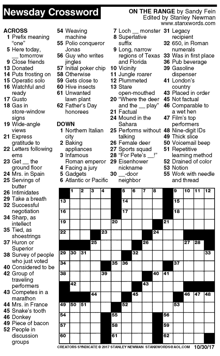 Newsday Crossword Puzzle Printable Printable Crossword Puzzles Online