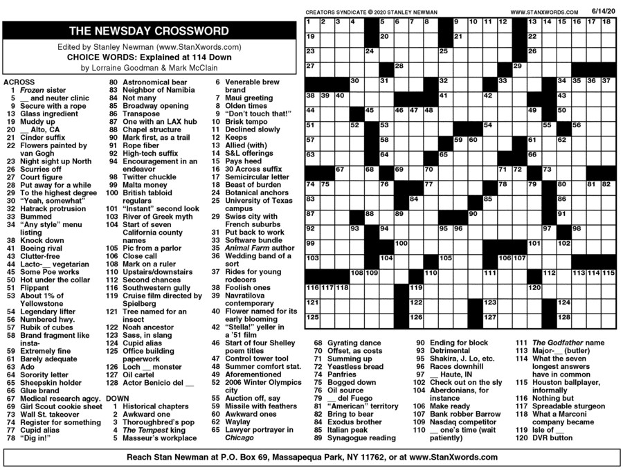 Newsday Printable Crossword Puzzles