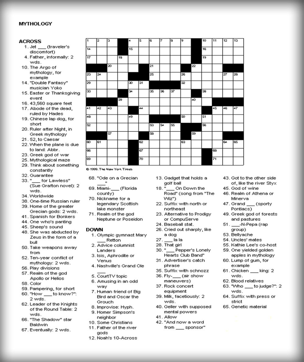 Onlinecrosswords Free Printable Crossword Puzzles