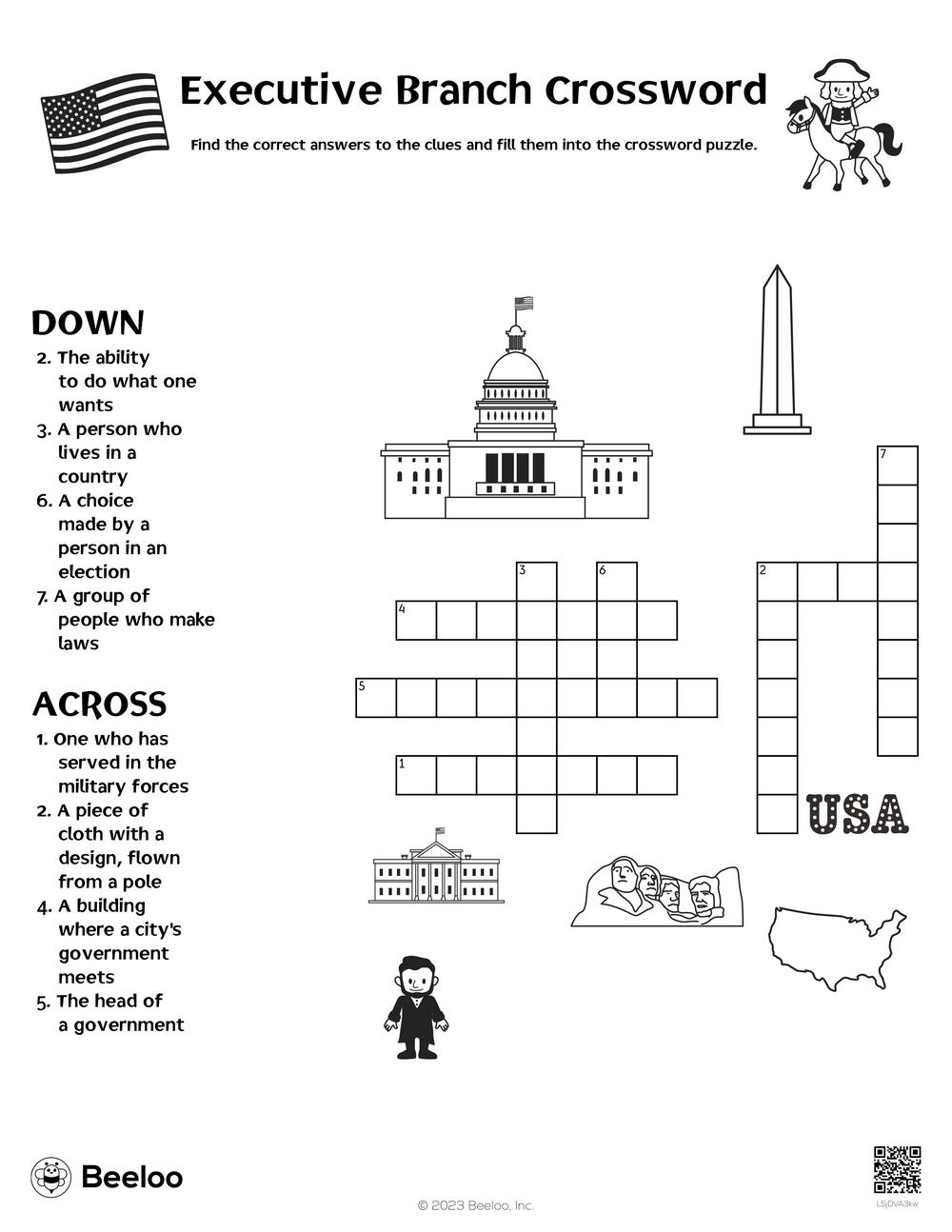 Presidents 39 Day themed Crossword Puzzles Beeloo Printable Crafts And 