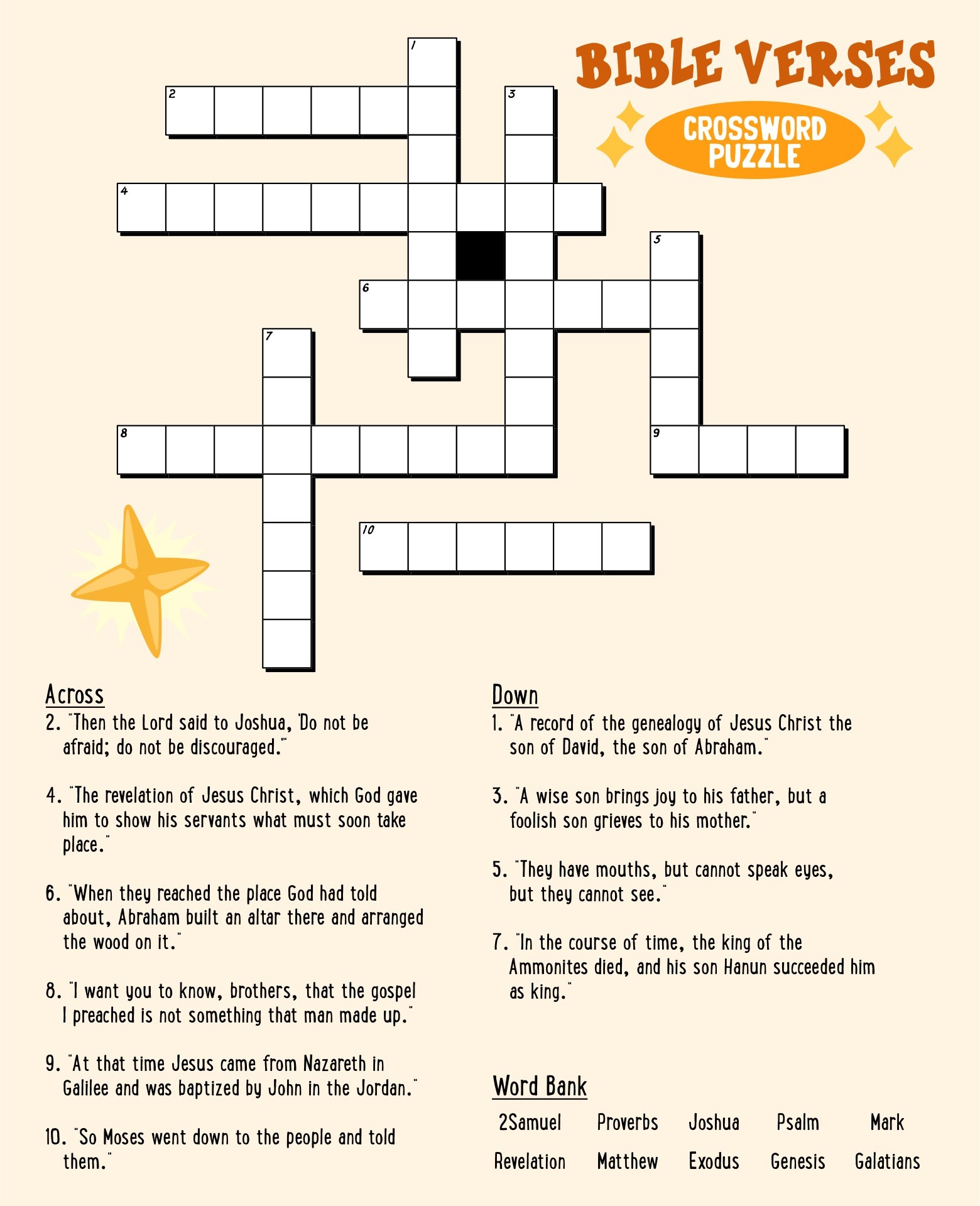 Printable Bible Crossword Puzzles
