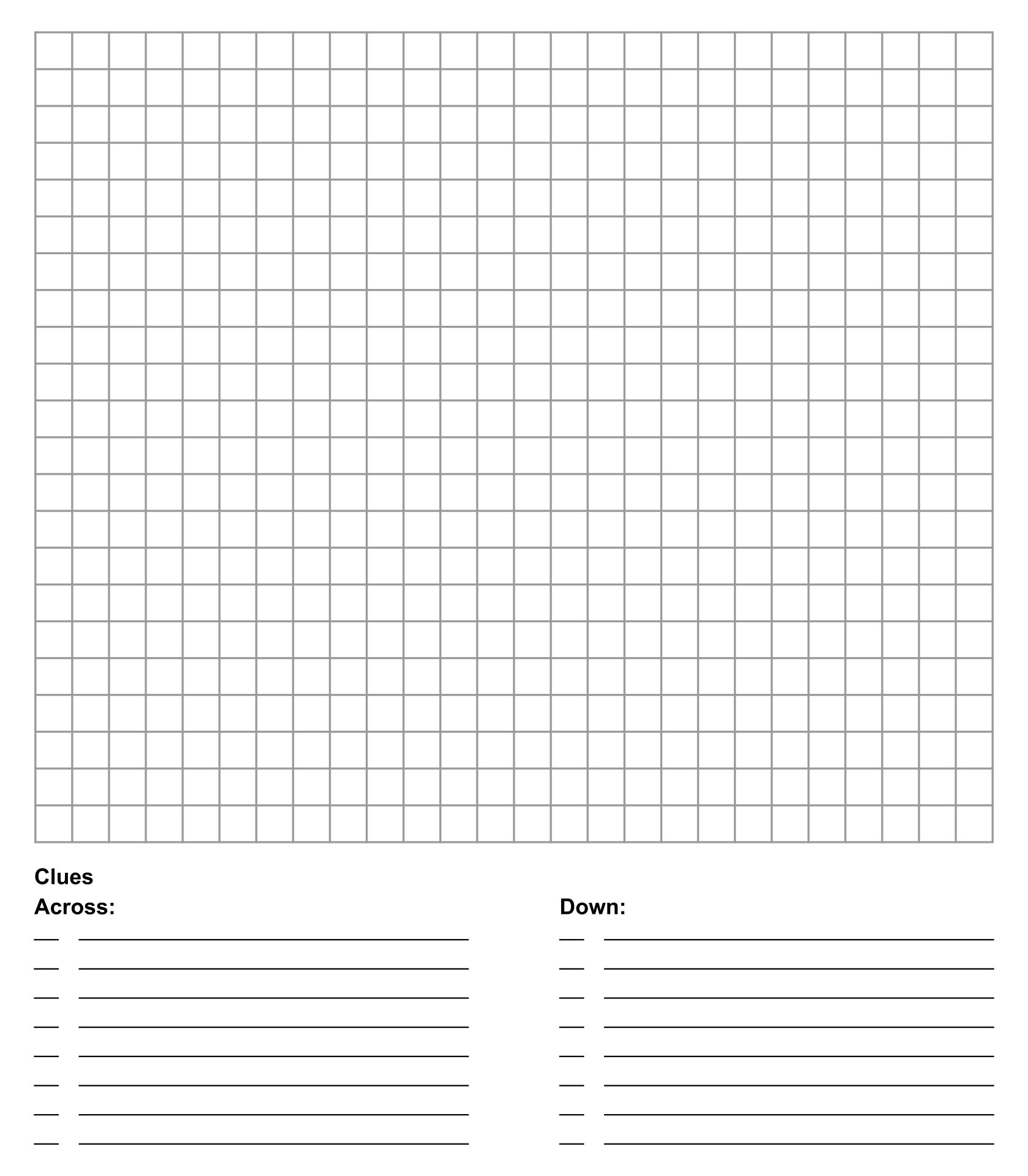 Printable Blank Crossword Puzzle Template