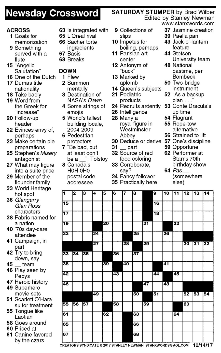 Printable Crossword Newsday Printable Crossword Puzzles Printable 