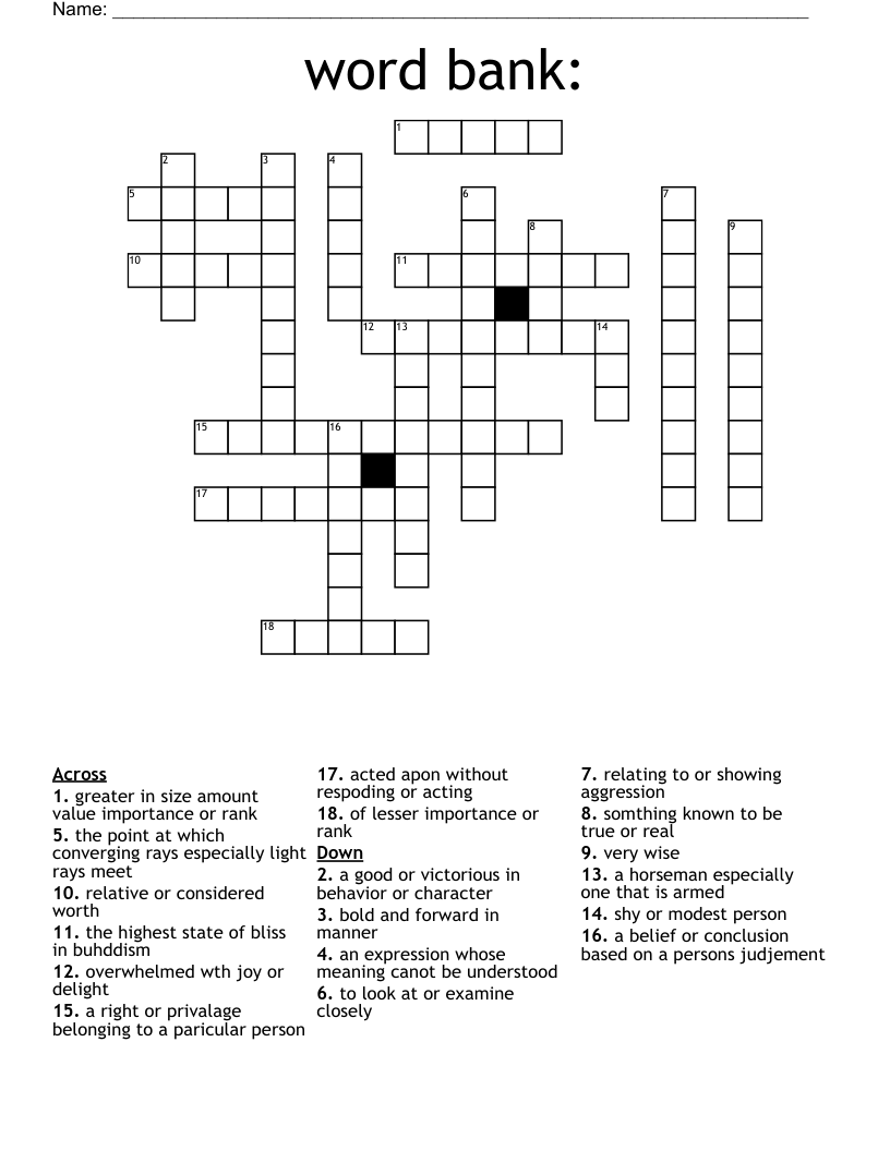 Printable Crossword Puzzles For Kids With Word Bank P Vrogue co
