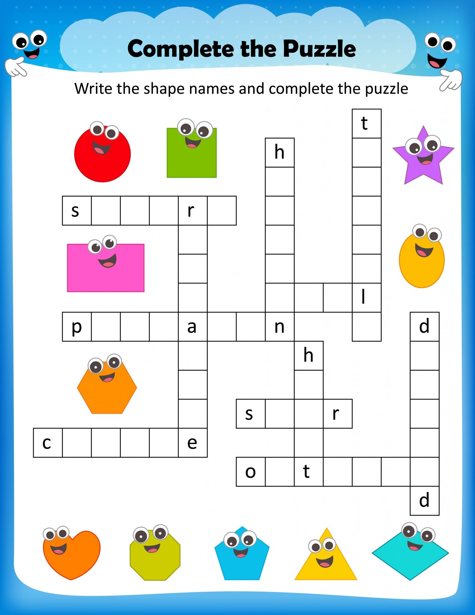 Printable Crossword Puzzles For Kindergarten