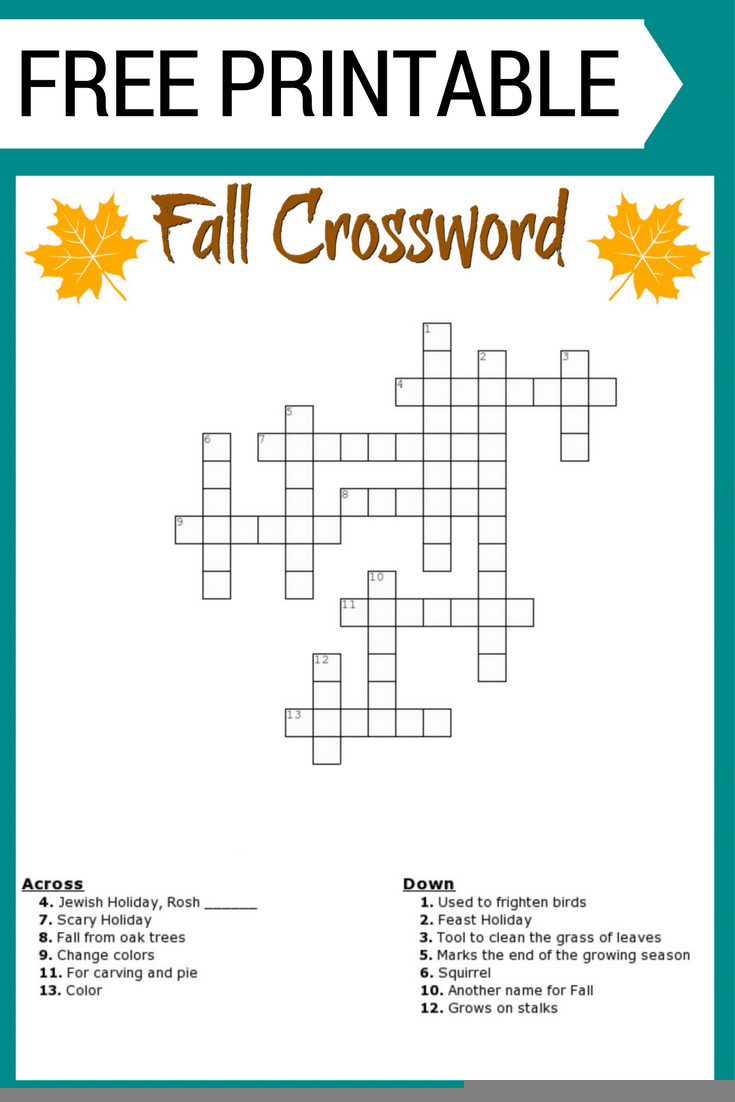 Printable Crossword Puzzles For Teenagers