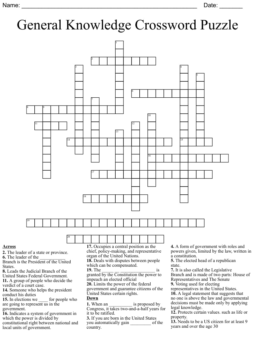Printable Crosswords With Answer Key Printable JD