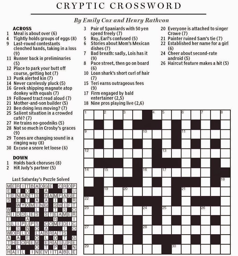 Printable Cryptic Crossword Puzzles
