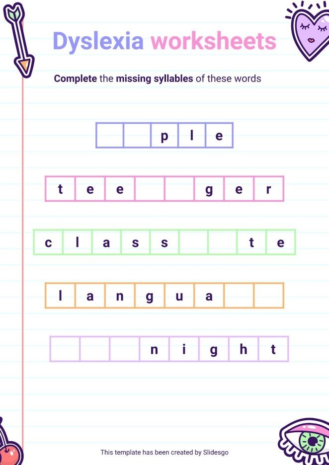 Printable Worksheets For Kids With Dyslexia