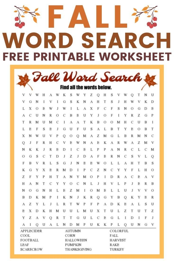 Printable Fall Crossword Puzzles