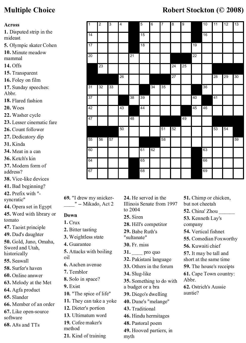 Printable Junior Crossword Puzzles Printable Crossword Puzzles