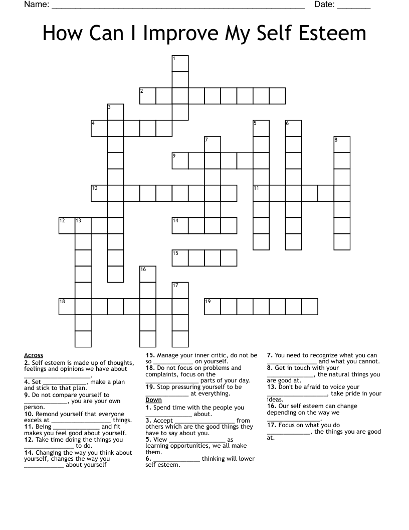 Self Esteem Puzzle Worksheets Pdf Nyla Frias