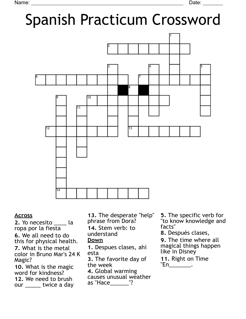 Spanish Crossword Puzzles Printable Web The Washington Post Has A 