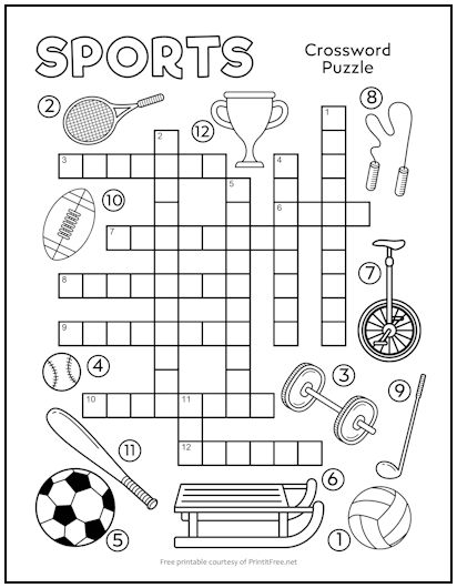 Sports Crossword Puzzles Printable Printable Free Templates
