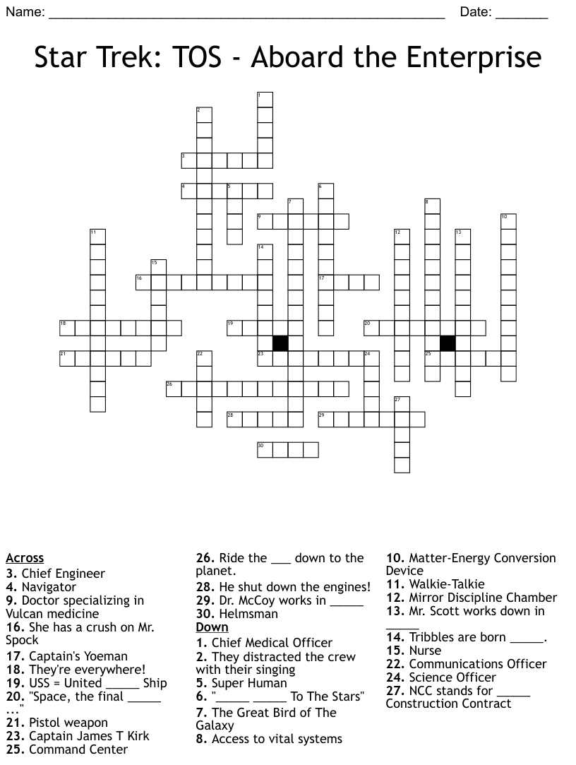 Star Trek Crossword Puzzles Printable Printable Crossword Puzzles Online