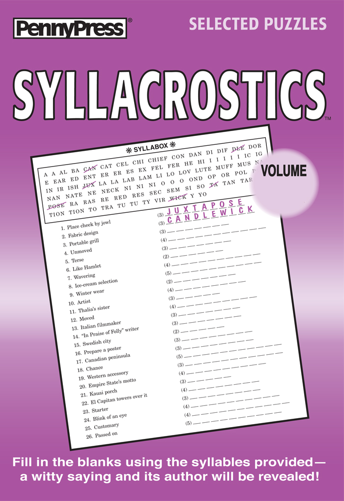 Syllacrostics Penny Dell Puzzles