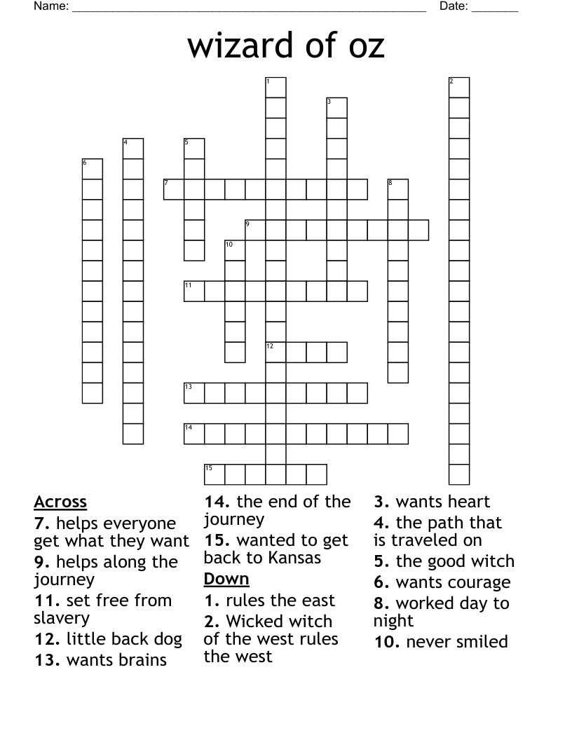 The Wizard Of Oz Word Search WordMint