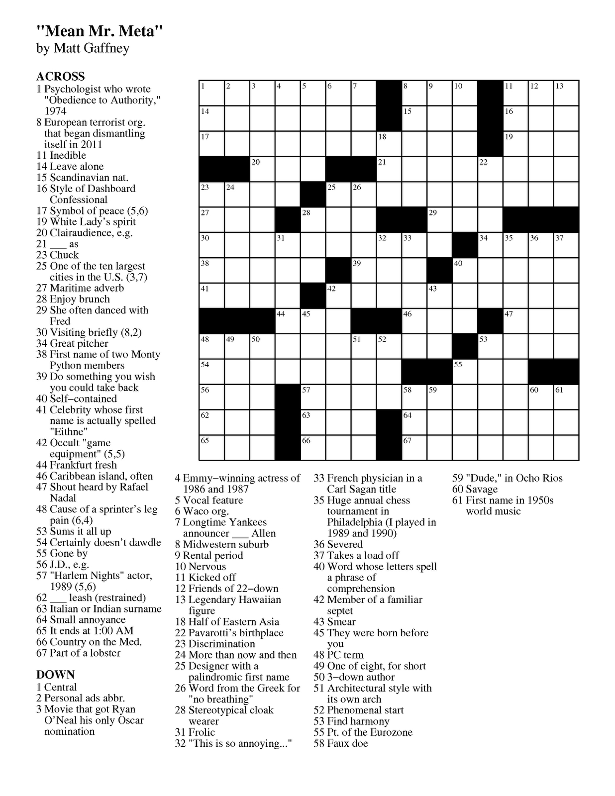 Toronto Star Crossword Puzzles Printable Printable Crossword Puzzles 