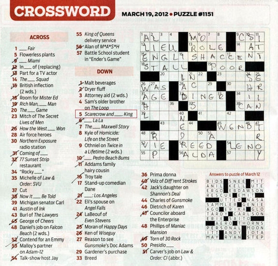 Tv Guide Crossword Puzzles Free Printable Crossword Puzzles