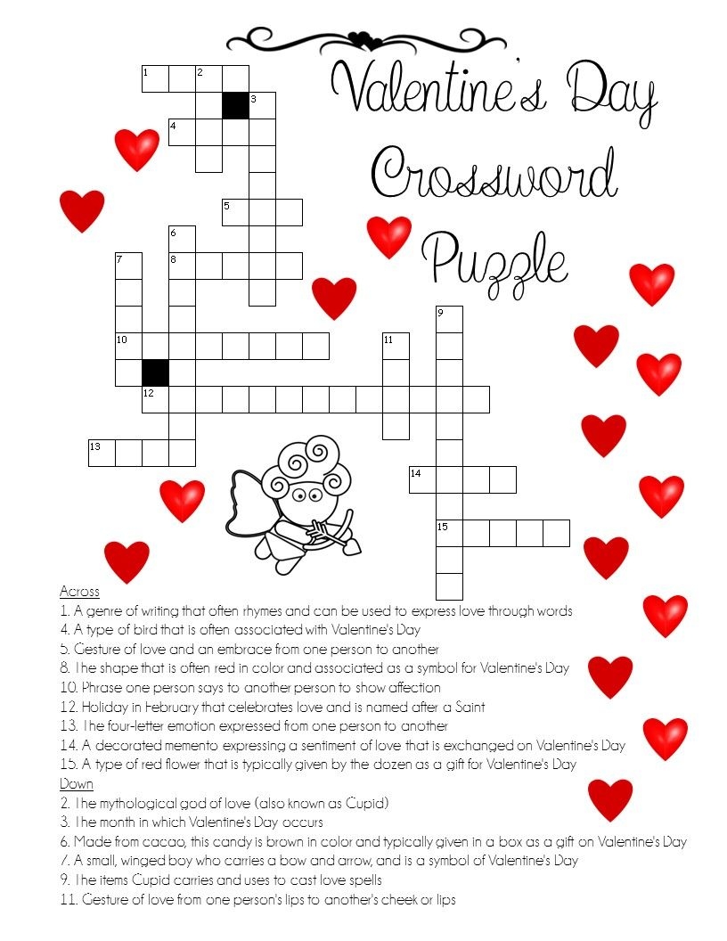 Valentine 39 s Day Crossword Puzzle Printable