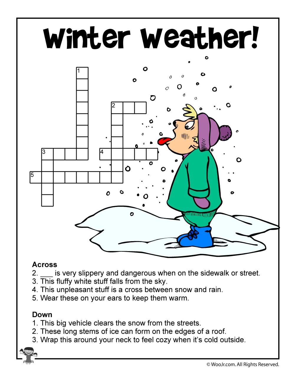 Winter Crossword Puzzle Free Printable