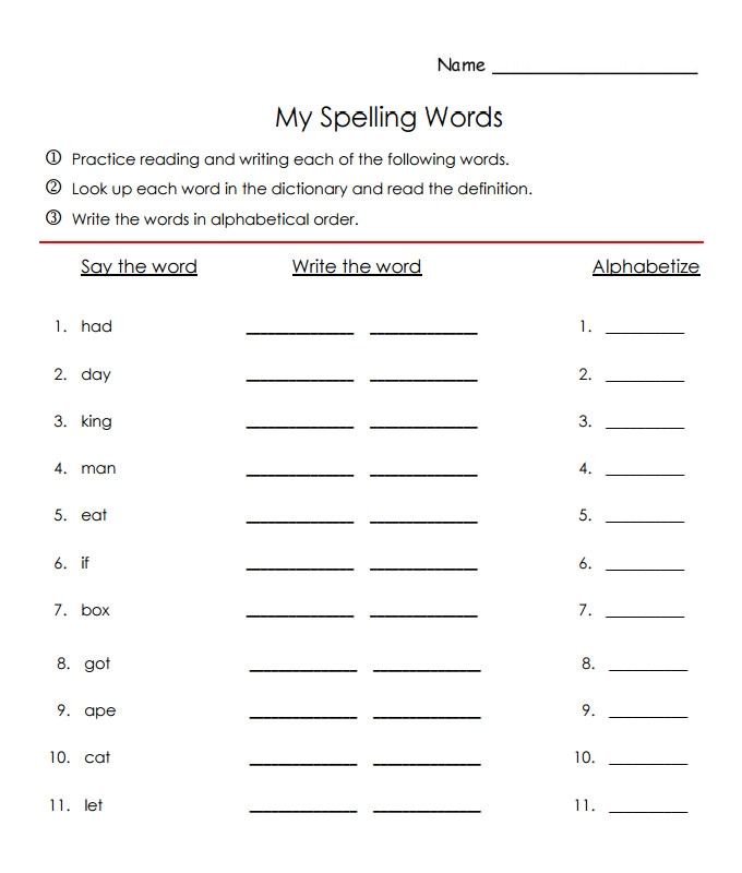 10 Spelling Practice Worksheets Worksheets Decoomo