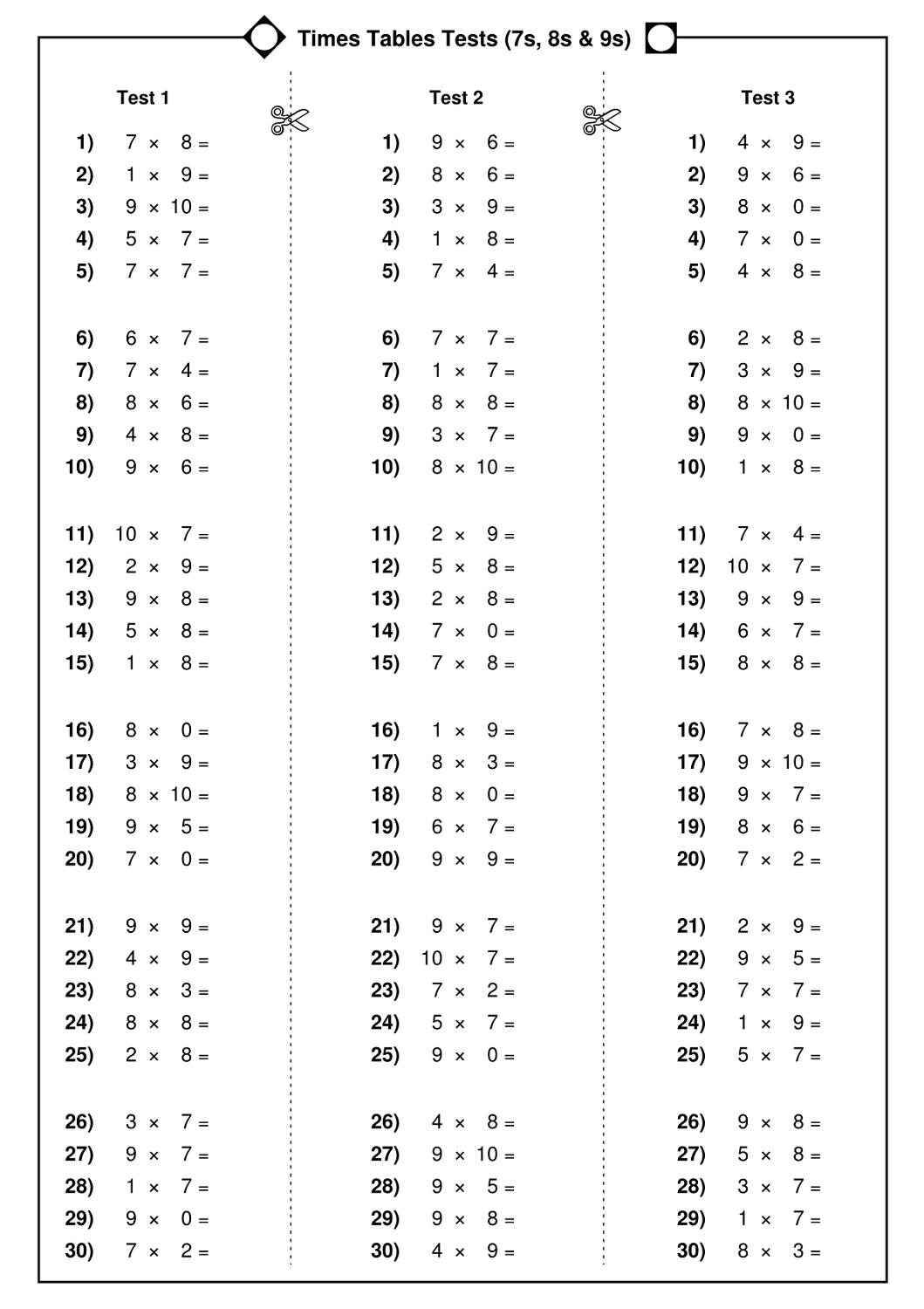 10 Times Tables Worksheets Pdf