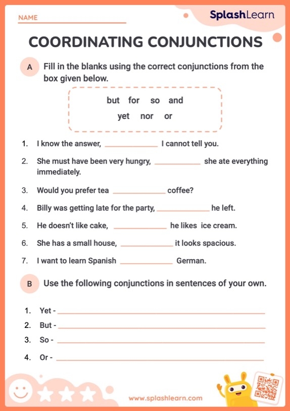 101 Printable Coordinating Conjunctions PDF Worksheets Grammarism 