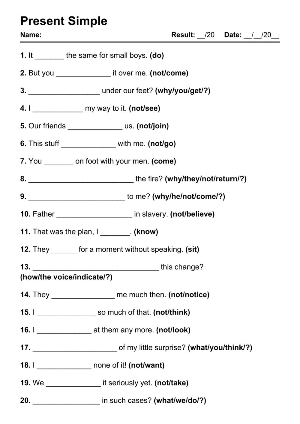 101 Printable Present Simple PDF Worksheets With Answers Grammarism 
