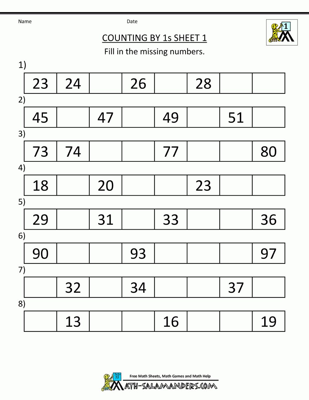 1st Grade Math Worksheets Counting By 1s 5s And 10s