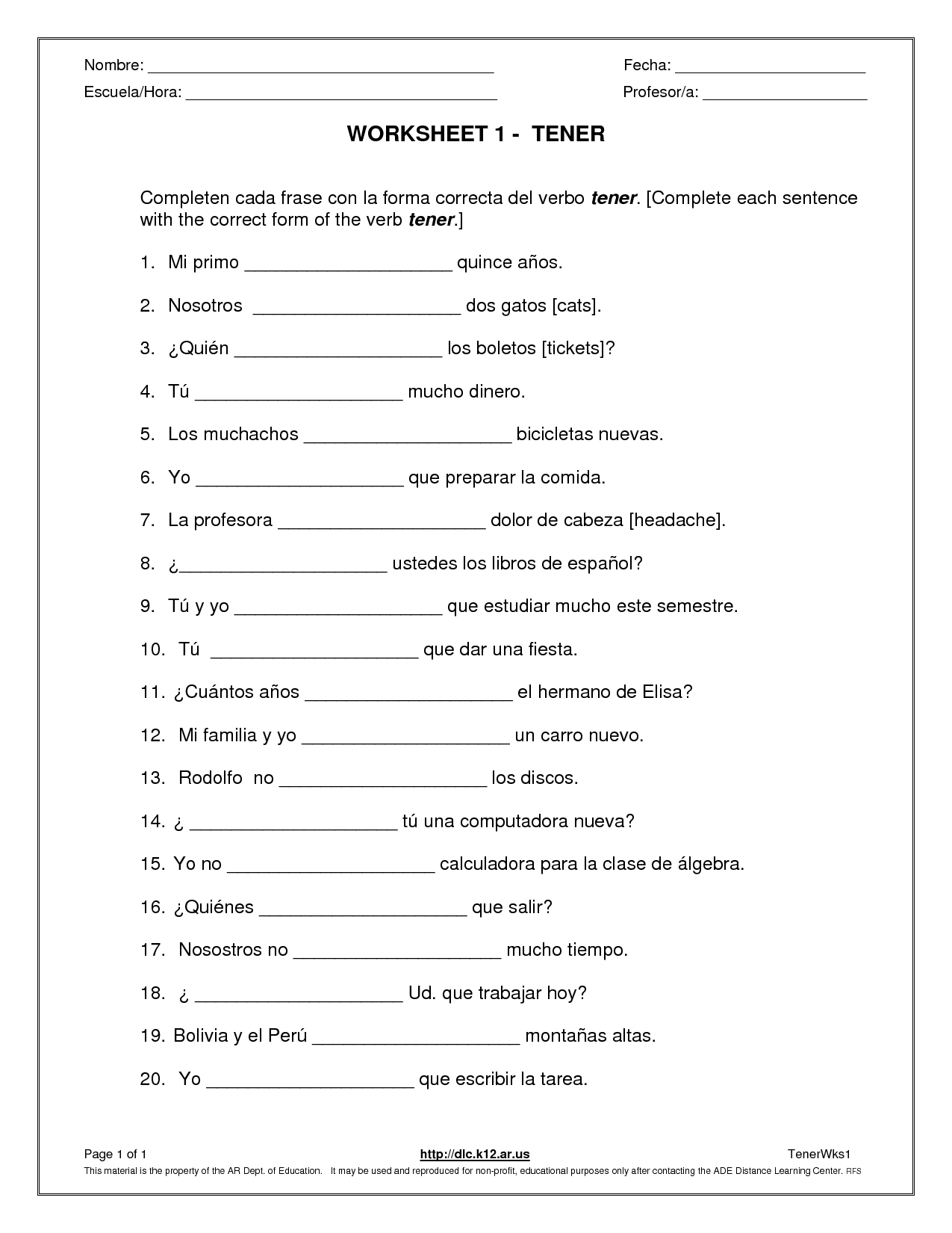 20 Spanish 1 Worksheets Worksheets Decoomo