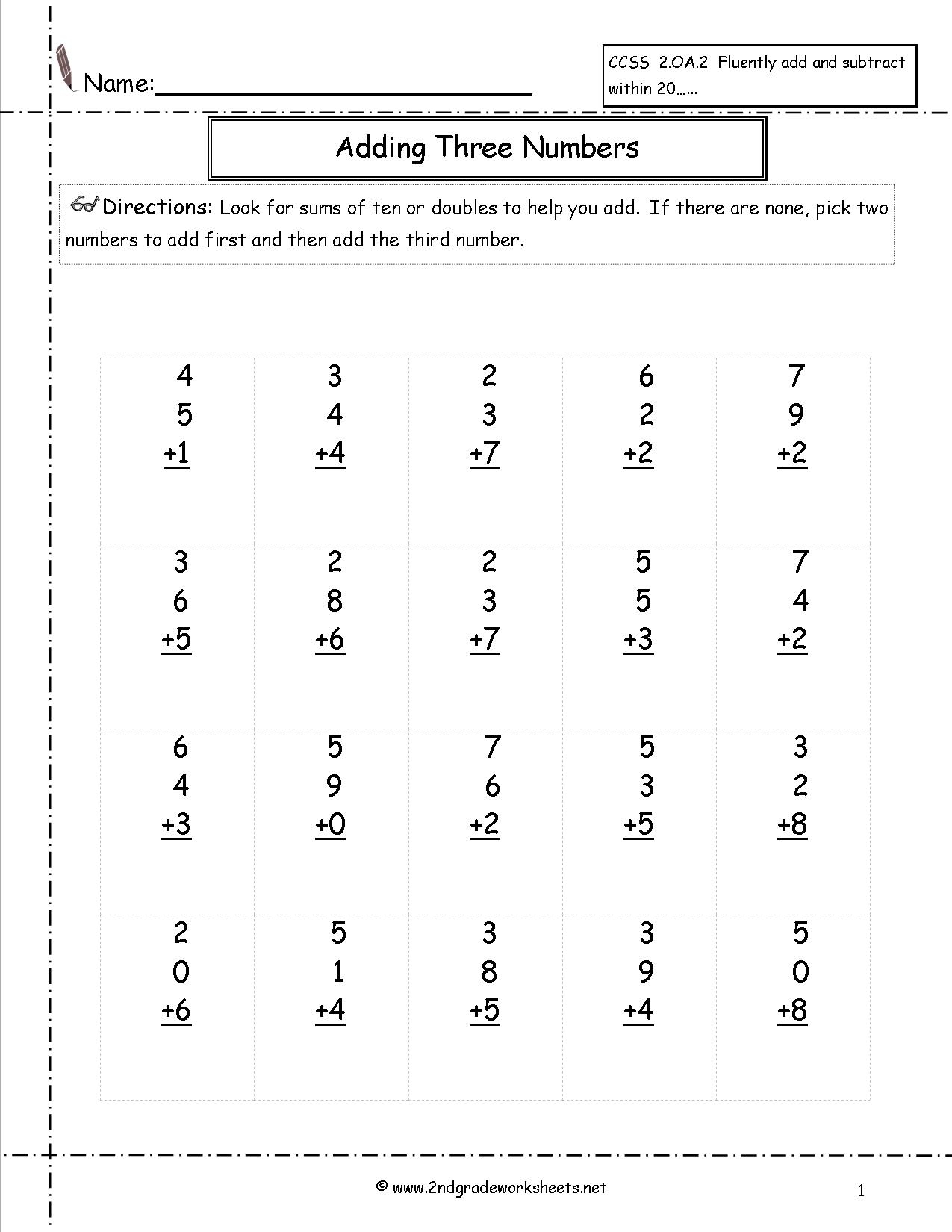 2Nd Grade Stuff To Print Addition Worksheets Printable Math
