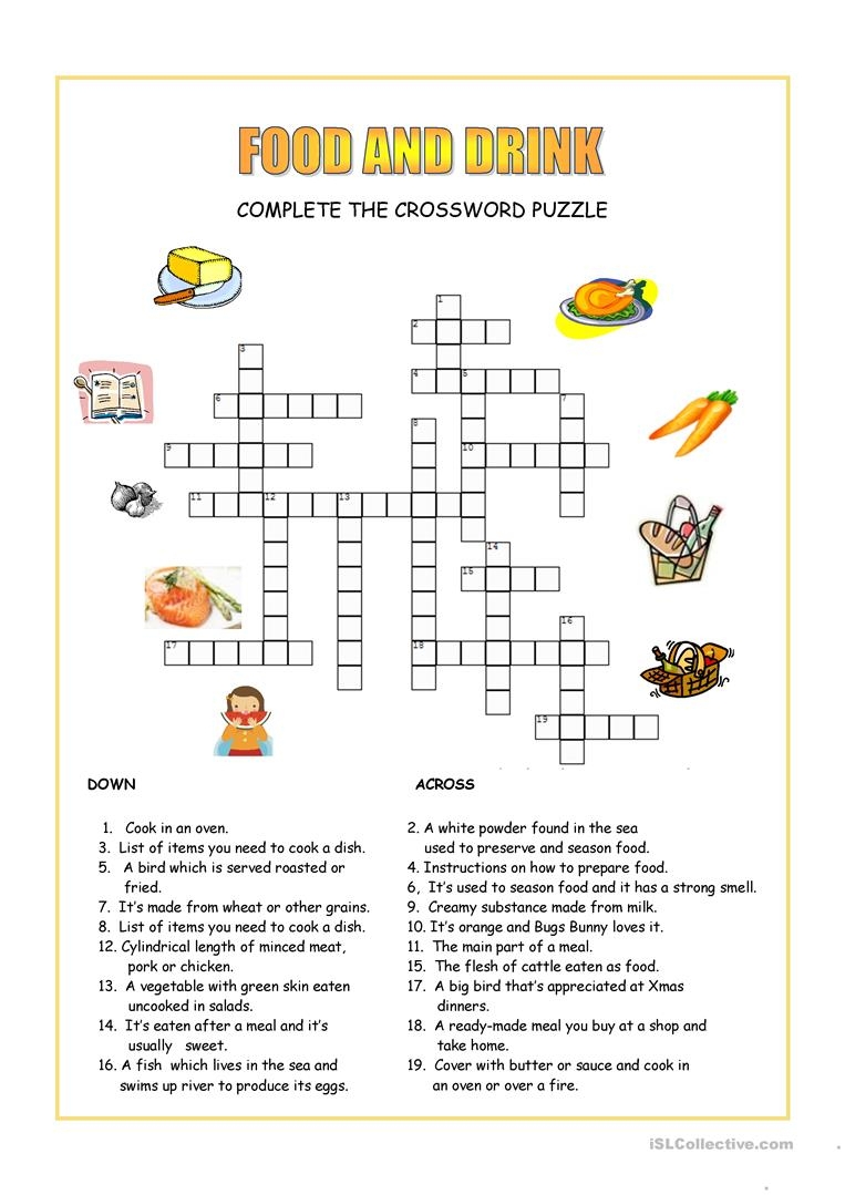 32 Free Esl Food Crossword Worksheets Printable Food Puzzle 