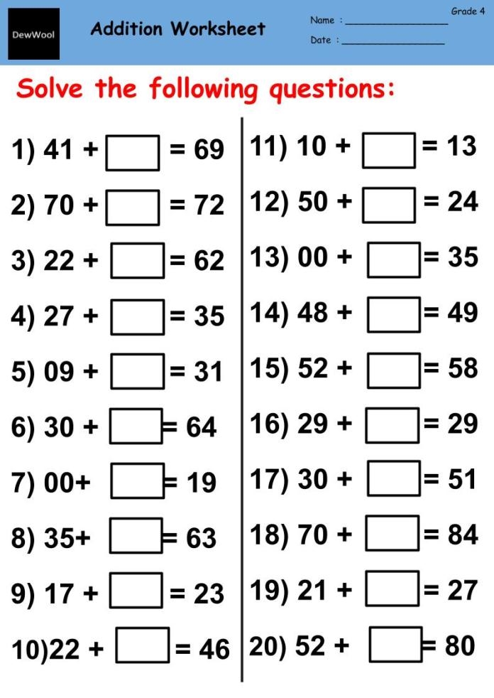 4th Grade Math Worksheets Worksheets Library